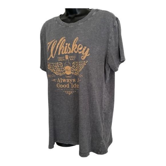 Maurices Charcoal Tee with Tan Whiskey Graphic Size M - Picture 5 of 7